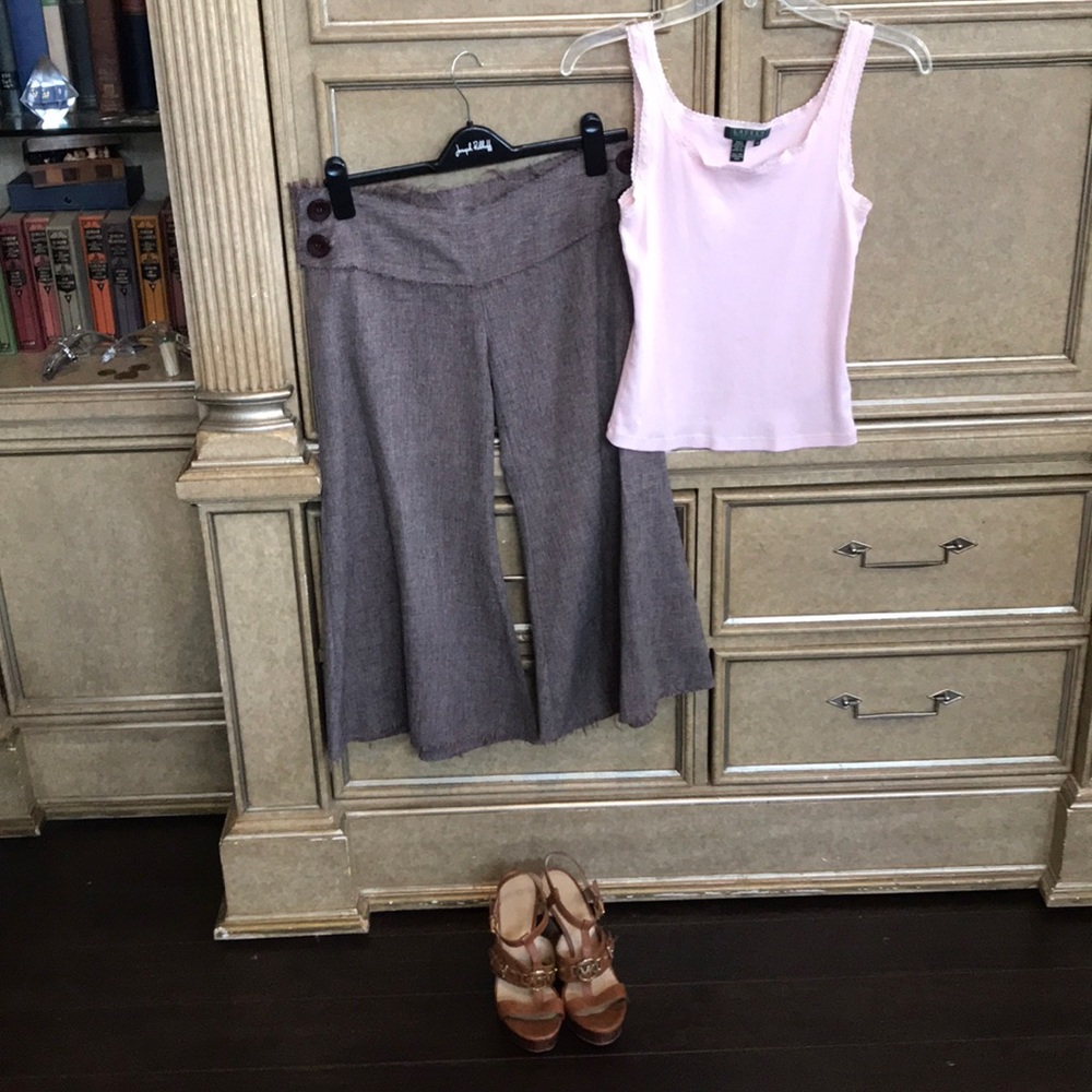HEART 💜 MOON 🌙 STAR ⭐️ WIDE LEGGED CROPPED PANT - Picture 2 of 7